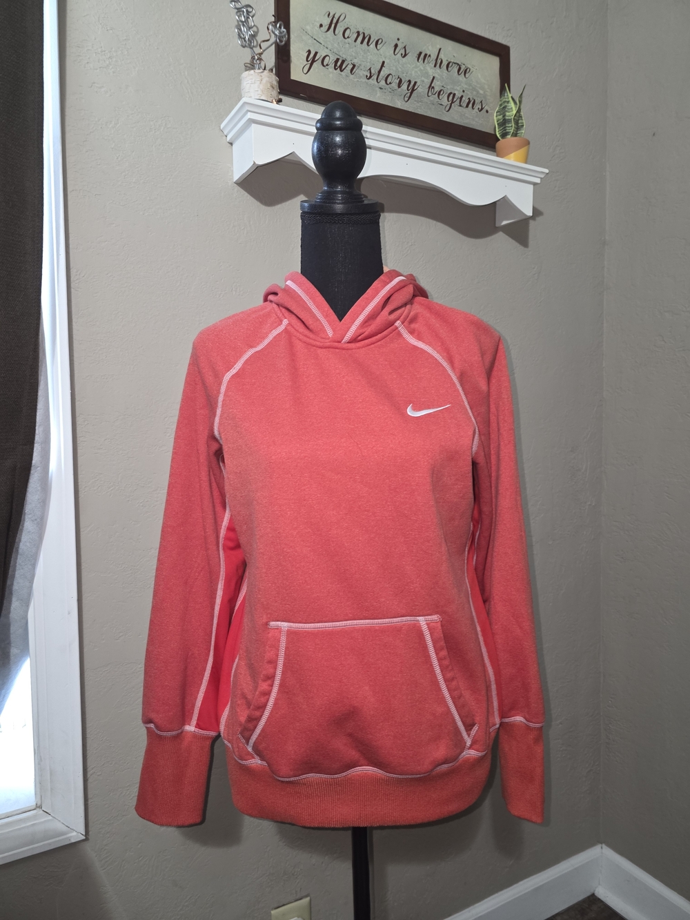 Nike Women’s Coral Pullover Hoodie with White Swoosh